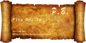 Pitz Béla névjegykártya